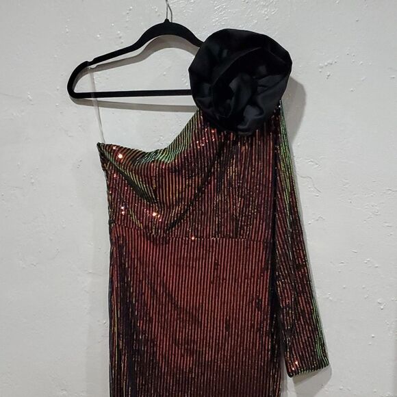 Miss Ord One Shoulder Sequin Maxi Dress Prom Evening - Picture 3 of 12